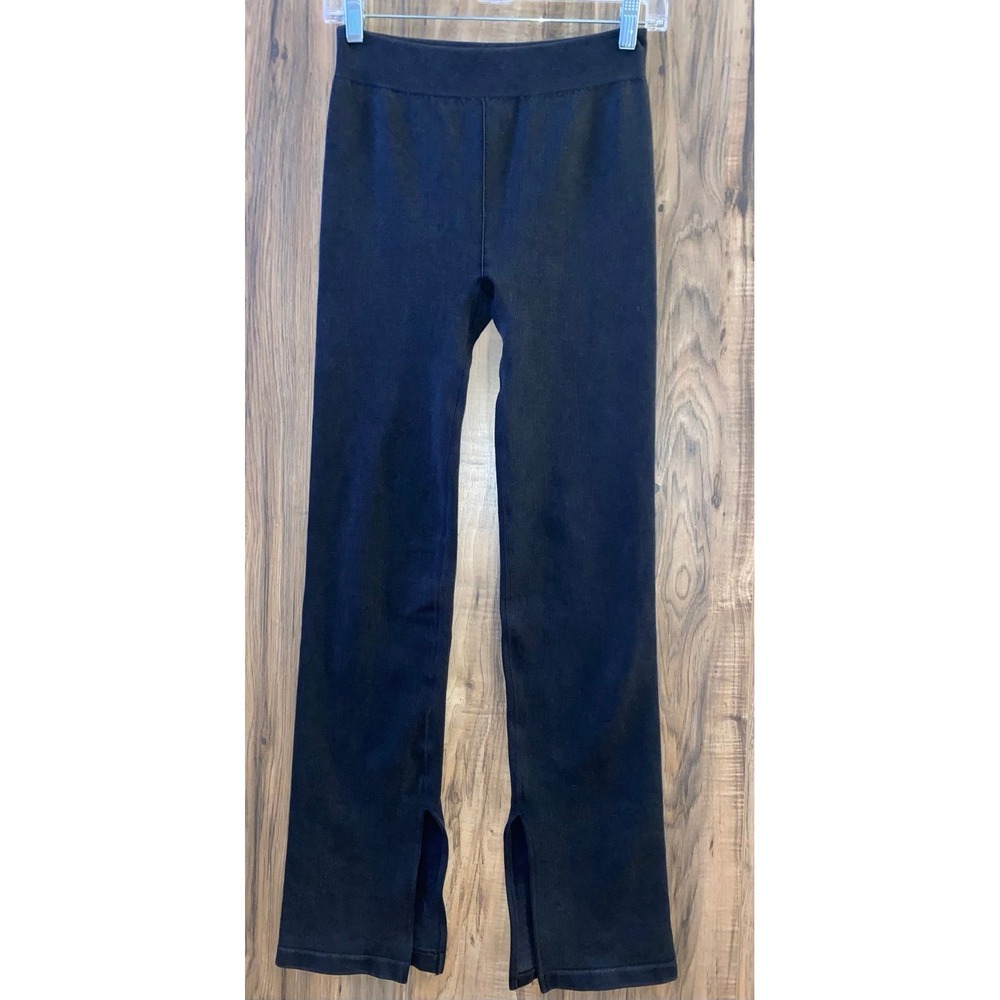 Fabletics Ribbed Flared Leggings‎ w/Slit, Faded Black, Medium